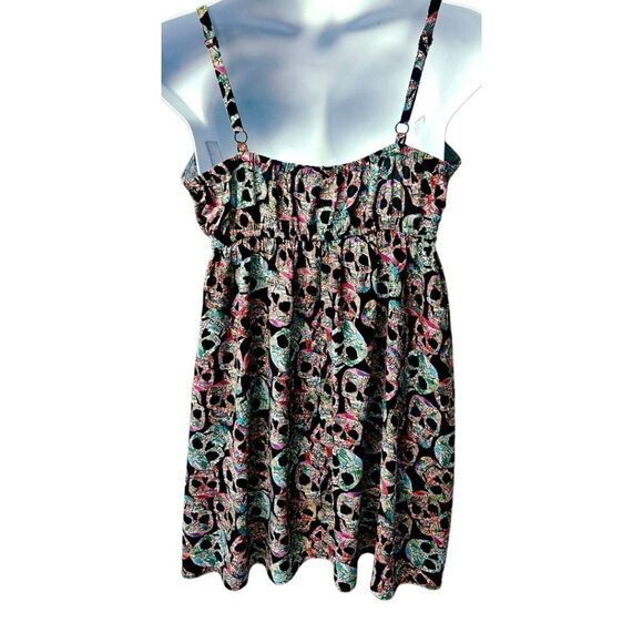 TORRID Plus Size Gothic Multi- Color Skull Ruffle Front Slip Dress Size 1X - Picture 12 of 15